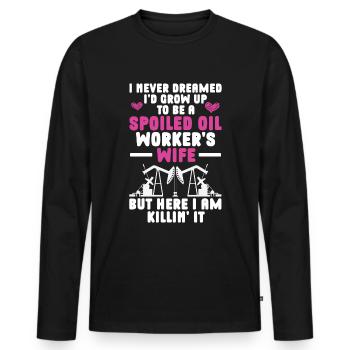 Travailleur pétrolier Rig Roughneck Oilfield Woman - T-shirt manches longues Premium bio Homme - noir - Devant - Nico (187cm)