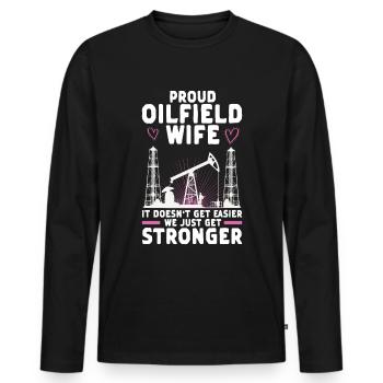 Travailleur pétrolier Rig Roughneck Oilfield Woman - T-shirt manches longues Premium bio Homme - noir - Devant - Nico (187cm)