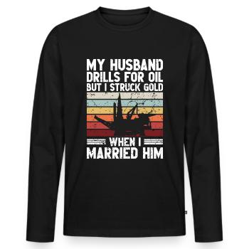 Travailleur pétrolier Rig Roughneck Oilfield Woman - T-shirt manches longues Premium bio Homme - noir - Devant - Nico (187cm)