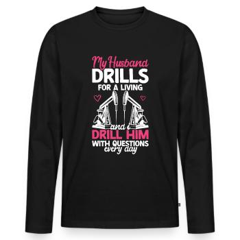 Travailleur pétrolier Rig Roughneck Oilfield Woman - T-shirt manches longues Premium bio Homme - noir - Devant - Nico (187cm)