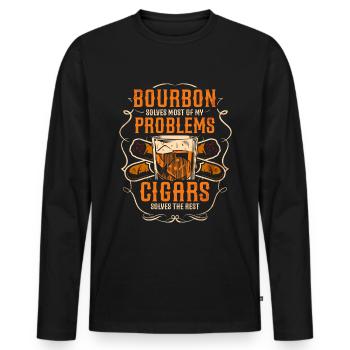 Bourbon Cigars Whisky Cigars Lounge Lovers - Men's Premium Organic Long Sleeve Shirt - black - Front - Nico (187cm)