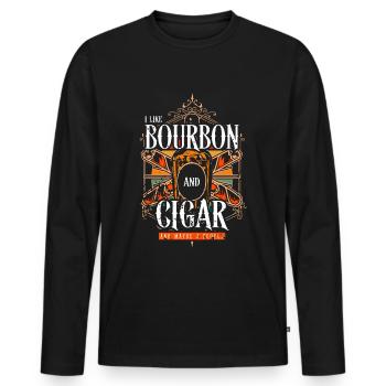 Bourbon Cigars Whisky Cigars Lounge Lovers - Men's Premium Organic Long Sleeve Shirt - black - Front - Nico (187cm)