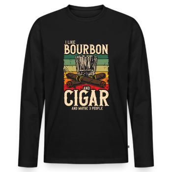Bourbon Cigars Whisky Cigars Lounge Lovers - Men's Premium Organic Long Sleeve Shirt - black - Front - Nico (187cm)