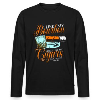 Bourbon Cigars Whisky Cigars Lounge Lovers - Men's Premium Organic Long Sleeve Shirt - black - Front - Nico (187cm)