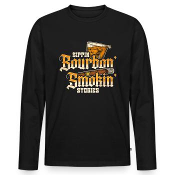 Bourbon Cigars Whisky Cigars Lounge Lovers - Men's Premium Organic Long Sleeve Shirt - black - Front - Nico (187cm)