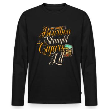 Bourbon Cigars Whisky Cigars Lounge Lovers - Men's Premium Organic Long Sleeve Shirt - black - Front - Nico (187cm)
