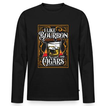 Bourbon Cigars Whisky Cigars Lounge Lovers - Men's Premium Organic Long Sleeve Shirt - black - Front - Nico (187cm)