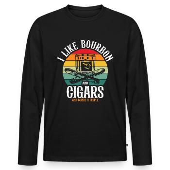 Bourbon Cigars Whisky Cigars Lounge Lovers - Men's Premium Organic Long Sleeve Shirt - black - Front - Nico (187cm)