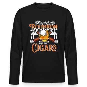 Bourbon Cigars Whisky Cigars Lounge Lovers - Men's Premium Organic Long Sleeve Shirt - black - Front - Nico (187cm)