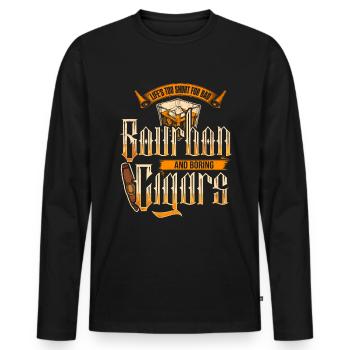 Bourbon Cigars Whisky Cigars Lounge Lovers - Men's Premium Organic Long Sleeve Shirt - black - Front - Nico (187cm)