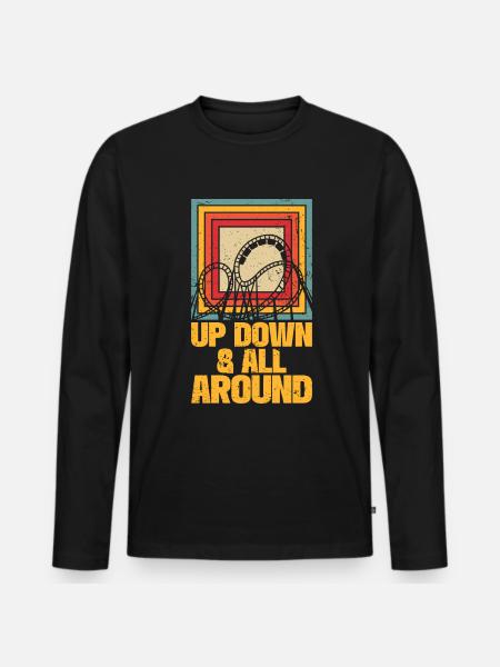 Achterbahnvergnügungspark Achterbahnfahrt - Männer Premium Bio Langarmshirt - Schwarz