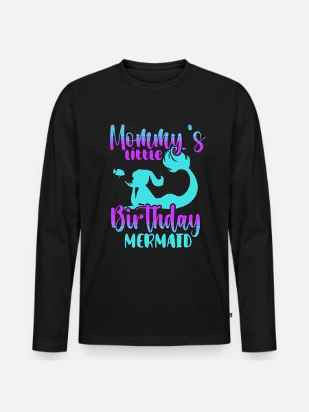 Birthday Party Mermaid Family Matching - Men's Premium Organic Long Sleeve Shirt - black