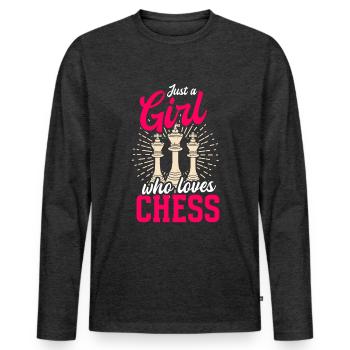 Pièces De Joueur D’échecs Chess Lover Fille - T-shirt manches longues Premium bio Homme - anthracite chiné - Devant - Nico (187cm)