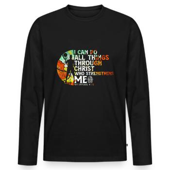 Christlicher Basketball Jesus Spricht Religiös - Männer Premium Bio Langarmshirt - Schwarz - Vorne - Nico (187cm)
