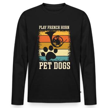 Französischer Hornhund -Spieler Hornist Messing - Männer Premium Bio Langarmshirt - Schwarz - Vorne - Nico (187cm)