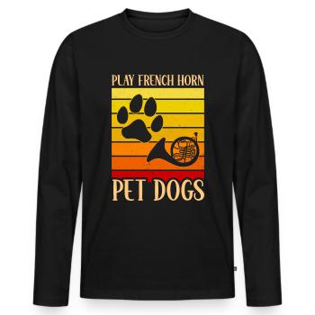 Französischer Hornhund -Spieler Hornist Messing - Männer Premium Bio Langarmshirt - Schwarz - Vorne - Nico (187cm)