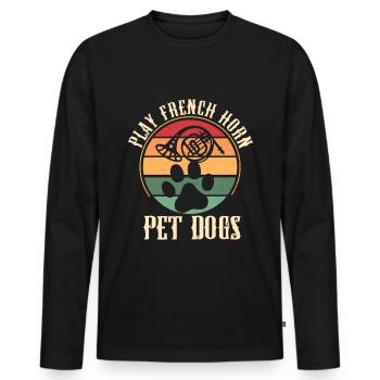 Französischer Hornhund -Spieler Hornist Messing - Männer Premium Bio Langarmshirt - Schwarz - Vorne - Nico (187cm)