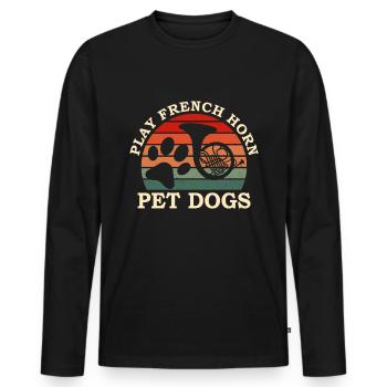 Französischer Hornhund -Spieler Hornist Messing - Männer Premium Bio Langarmshirt - Schwarz - Vorne - Nico (187cm)