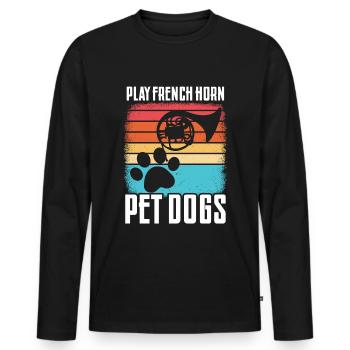 Französischer Hornhund -Spieler Hornist Messing - Männer Premium Bio Langarmshirt - Schwarz - Vorne - Nico (187cm)
