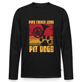 Französischer Hornhund -Spieler Hornist Messing - Männer Premium Bio Langarmshirt - Schwarz - Vorne - Nico (187cm)