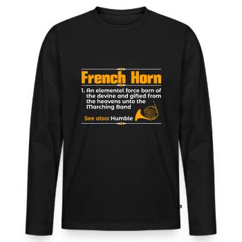 Französischer Horn -Spieler Hornist Messing Musik - Männer Premium Bio Langarmshirt - Schwarz - Vorne - Nico (187cm)