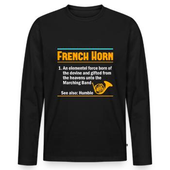Französischer Horn -Spieler Hornist Messing Musik - Männer Premium Bio Langarmshirt - Schwarz - Vorne - Nico (187cm)