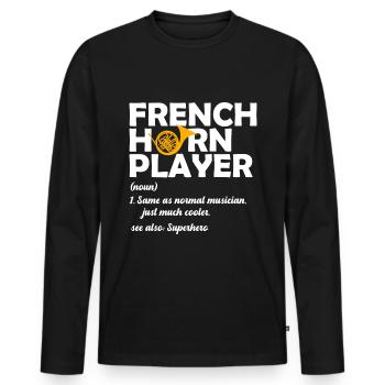 Französischer Horn -Spieler Hornist Messing Musik - Männer Premium Bio Langarmshirt - Schwarz - Vorne - Nico (187cm)
