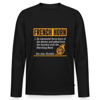Französischer Horn -Spieler Hornist Messing Musik - Männer Premium Bio Langarmshirt - Schwarz - Vorne - Nico (187cm)