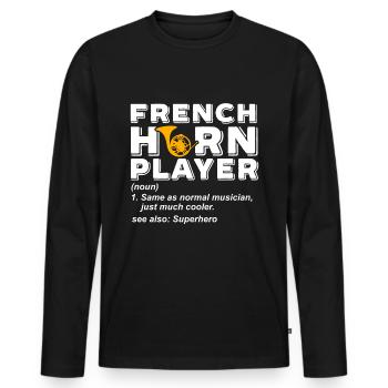 Französischer Horn -Spieler Hornist Messing Musik - Männer Premium Bio Langarmshirt - Schwarz - Vorne - Nico (187cm)