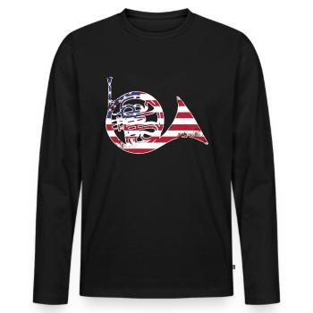 Französischer Horn -Spieler Hornist Messing Musik - Männer Premium Bio Langarmshirt - Schwarz - Vorne - Nico (187cm)