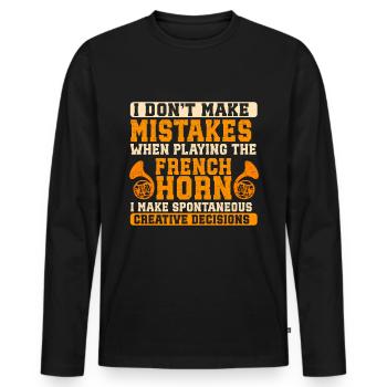 French Horn Player Horn Player Brass Music - Men's Premium Organic Long Sleeve Shirt - black - Front - Nico (187cm)