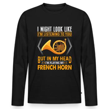 Französischer Horn -Spieler Hornist Messing Musik - Männer Premium Bio Langarmshirt - Schwarz - Vorne - Nico (187cm)