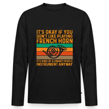 Französischer Horn -Spieler Hornist Messing Musik - Männer Premium Bio Langarmshirt - Schwarz - Vorne - Nico (187cm)
