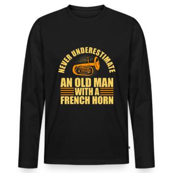 Französischer Horn -Spieler Hornist Messing Musik - Männer Premium Bio Langarmshirt - Schwarz - Vorne - Nico (187cm)