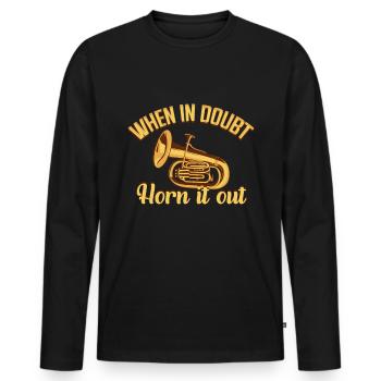 Französischer Horn -Spieler Hornist Messing Musik - Männer Premium Bio Langarmshirt - Schwarz - Vorne - Nico (187cm)
