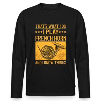 Französischer Horn -Spieler Hornist Messing Musik - Männer Premium Bio Langarmshirt - Schwarz - Vorne - Nico (187cm)