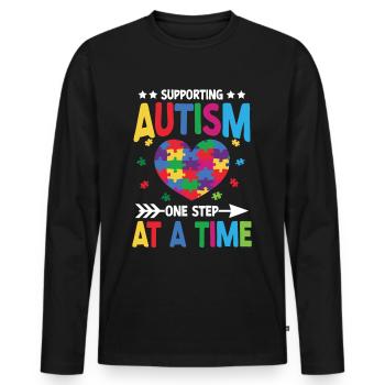 Autism Awareness Support Autistic - Men's Premium Organic Long Sleeve Shirt - black - Front - Nico (187cm)