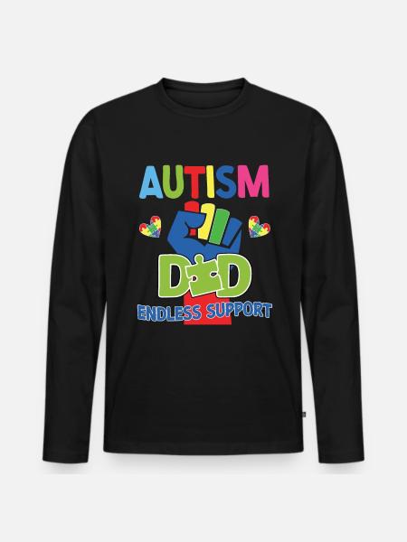 Autism Awareness Support Autistic - Men's Premium Organic Long Sleeve Shirt - black