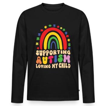 Autism Awareness Support Autistic - Men's Premium Organic Long Sleeve Shirt - black - Front - Nico (187cm)