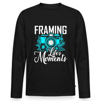 Photography - Photo shoot for photo camera. - Men's Premium Organic Long Sleeve Shirt - black - Front - Nico (187cm)