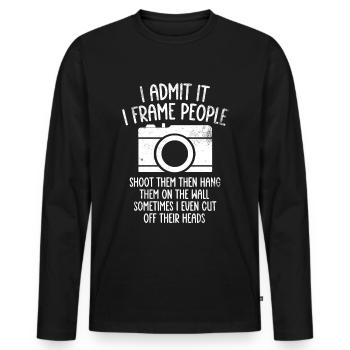 Photography - Photo shoot for photo camera. - Men's Premium Organic Long Sleeve Shirt - black - Front - Nico (187cm)