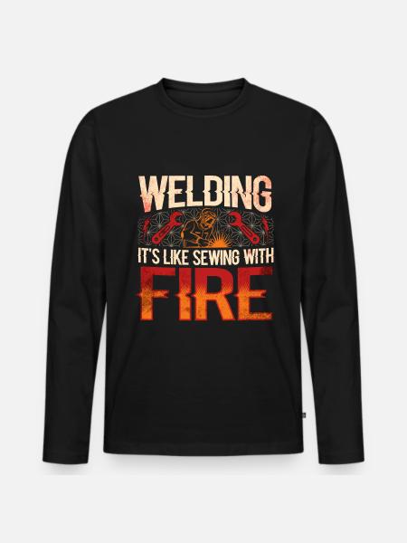 Schweißschweißarbeiterin Metallbearbeitungs - Männer Premium Bio Langarmshirt - Schwarz