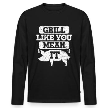 Grill Pork - Men's Premium Organic Long Sleeve Shirt - black - Front - Nico (187cm)
