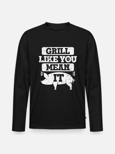 Grill Pork - Men's Premium Organic Long Sleeve Shirt - black
