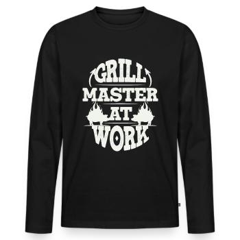 Grill Pork - Men's Premium Organic Long Sleeve Shirt - black - Front - Nico (187cm)