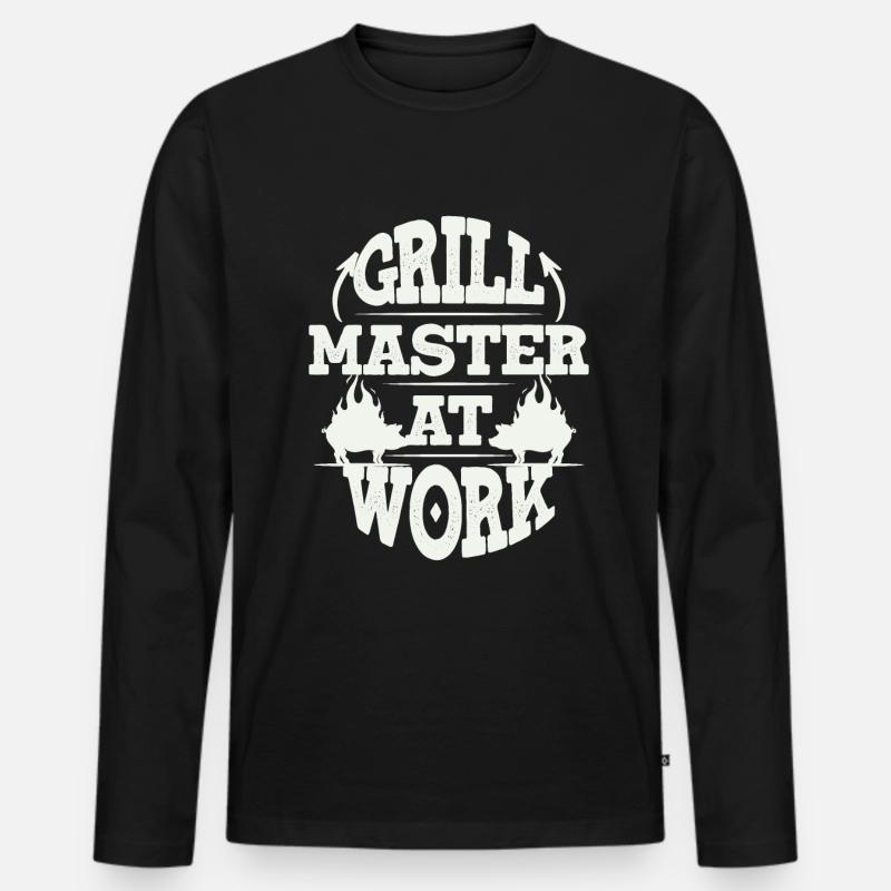 Grill Grillgrill Schweinefleisch - Männer Premium Bio Langarmshirt - Schwarz