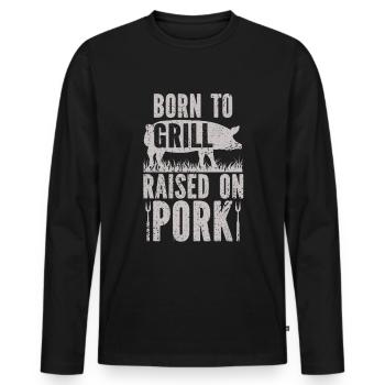 Grill Pork - Men's Premium Organic Long Sleeve Shirt - black - Front - Nico (187cm)