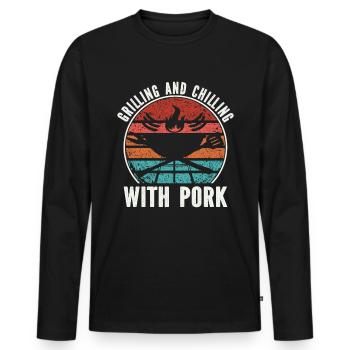 Grill Pork - Men's Premium Organic Long Sleeve Shirt - black - Front - Nico (187cm)