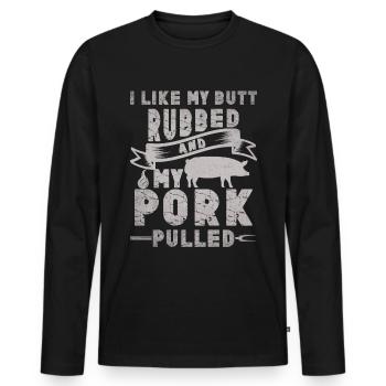 Grill Pork - Men's Premium Organic Long Sleeve Shirt - black - Front - Nico (187cm)