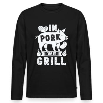 Grill Pork - Men's Premium Organic Long Sleeve Shirt - black - Front - Nico (187cm)
